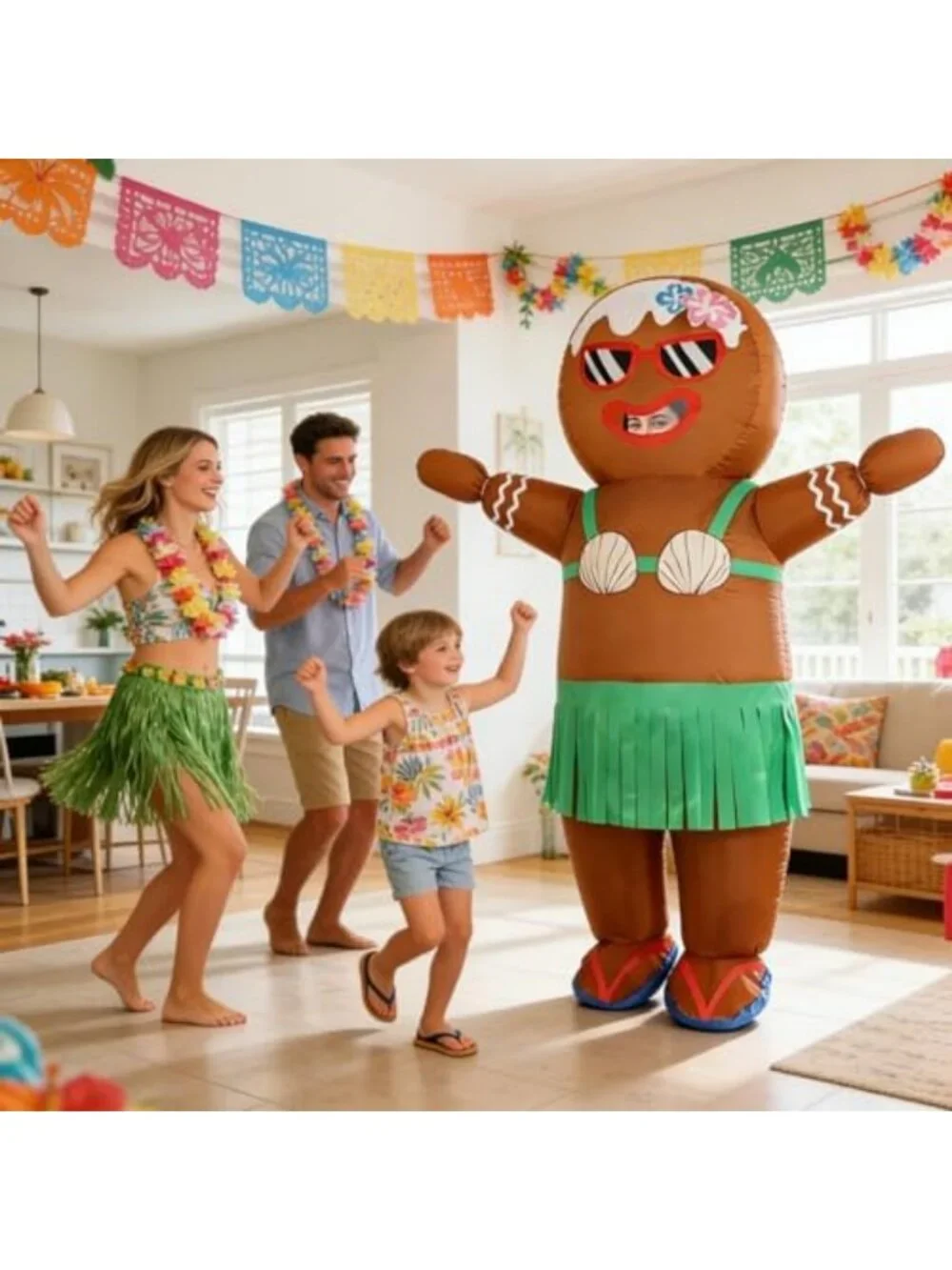 Funny Inflatable Gingerbread Man Costume for Adults - Tropical Christmas Hula